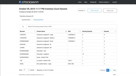 StockSavvy Barcode Scanning screenshot