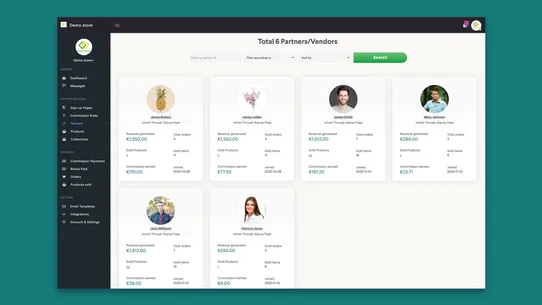 Revenue Split &amp; Commissions screenshot