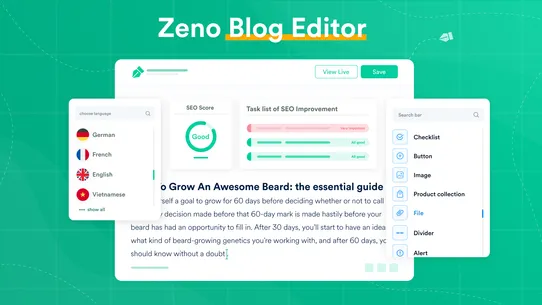 Zeno SEO Blog Editor screenshot