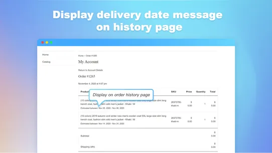 EDDer: Estimated Delivery Date screenshot