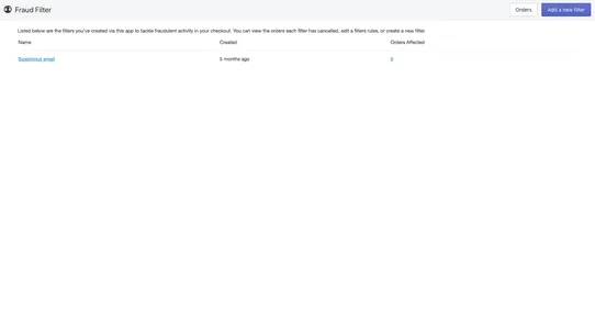 Fraud Filter screenshot