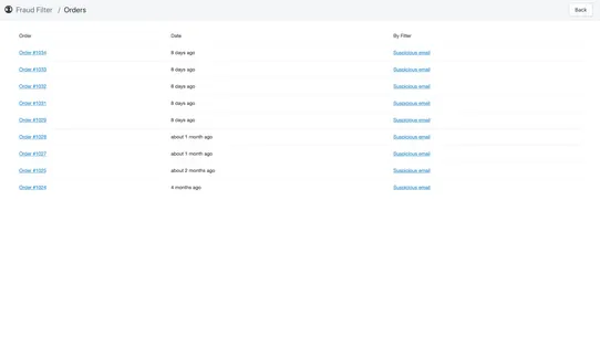 Fraud Filter screenshot