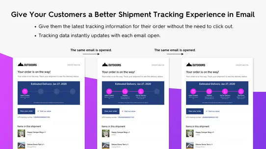 Live Shipment Track For Email screenshot