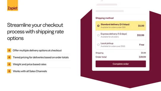 Zapiet ‑ Rates by Zip Code screenshot