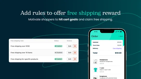 Octolize Free Shipping Goals screenshot