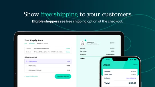 Octolize Free Shipping Goals screenshot