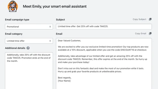 Emily ‑ Smart Email Assistant screenshot