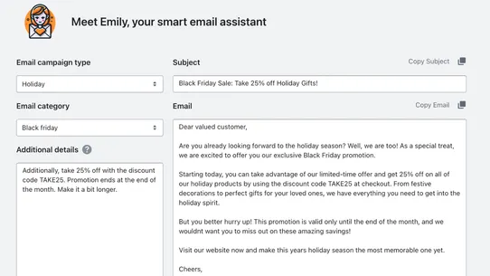 Emily ‑ Smart Email Assistant screenshot