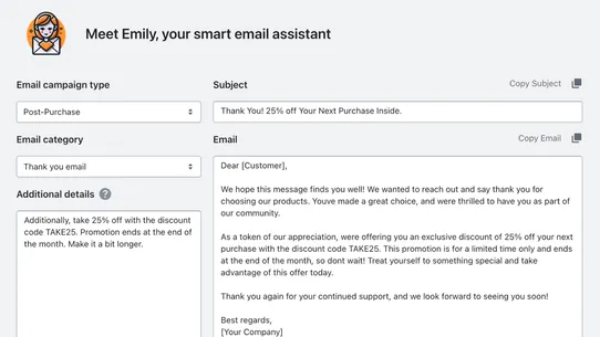 Emily ‑ Smart Email Assistant screenshot