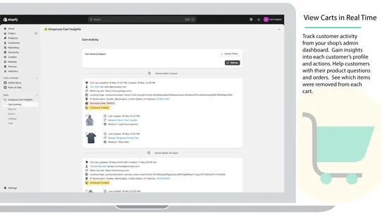 Onspruce Cart Insights screenshot