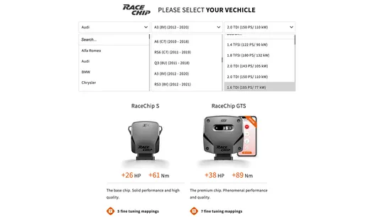 RaceChip Product Select screenshot