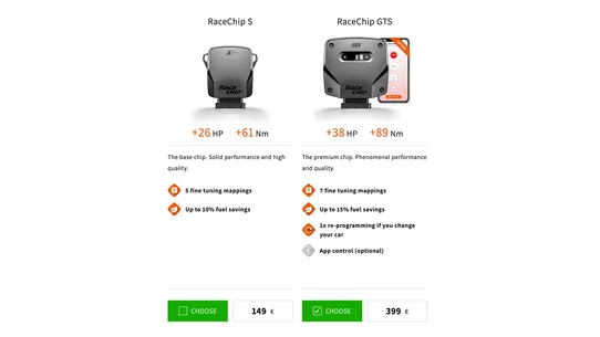 RaceChip Product Select screenshot