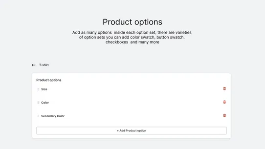 Evlop ‑ Product options screenshot