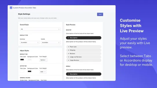 Custom Product Accordion Tabs screenshot