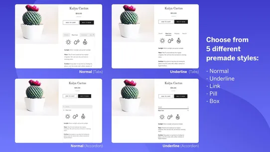 Custom Product Accordion Tabs screenshot