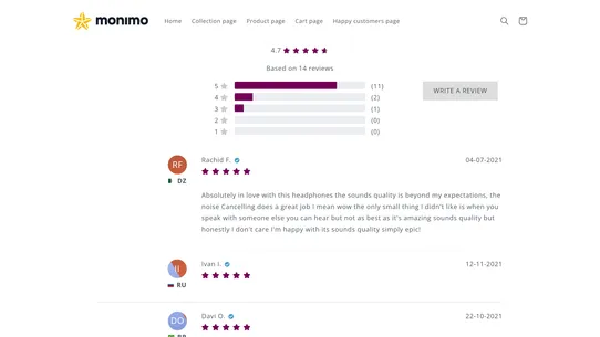 Monimo: Product reviews app screenshot