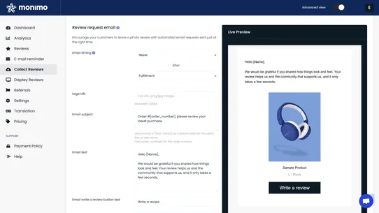 Monimo: Product reviews app screenshot