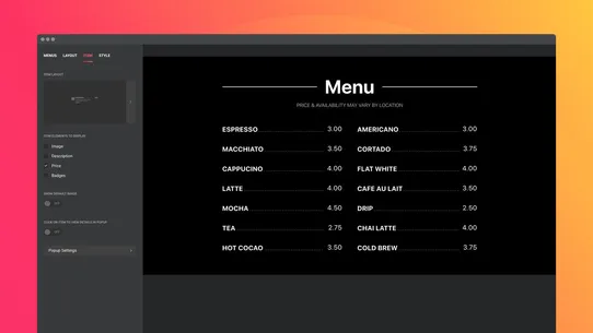 Restaurant Menu by Elfsight screenshot