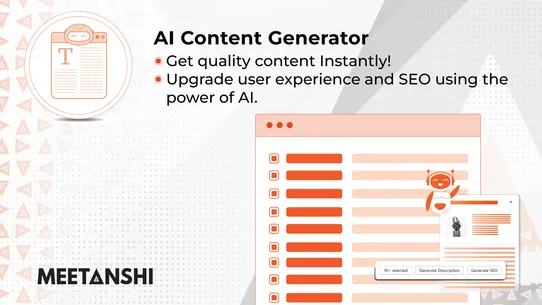 Meetanshi AI Content Generator screenshot