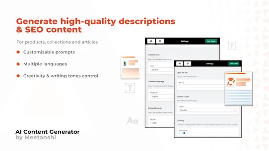 Meetanshi AI Content Generator screenshot