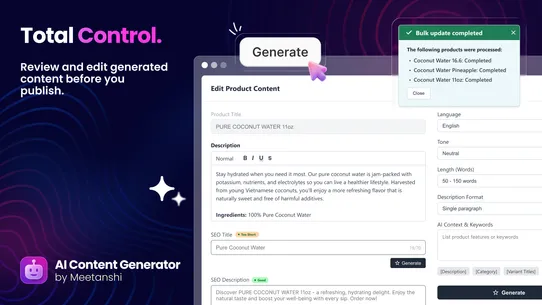 Meetanshi AI Content Generator screenshot