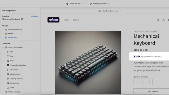 Zip On‑Site Messaging screenshot