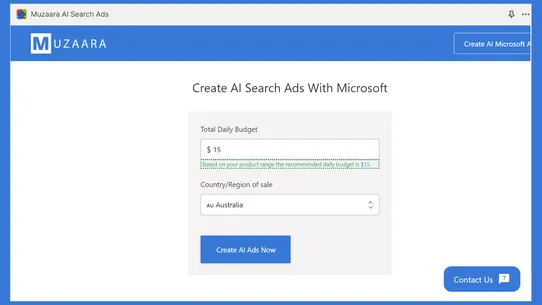 Muzaara AI Search Ads screenshot