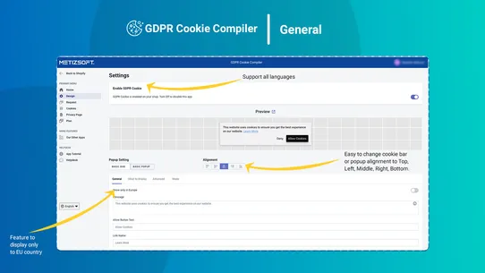 Metizsoft GDPR Cookie Compiler screenshot