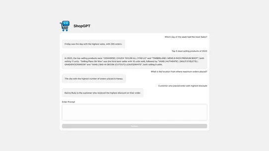 ShopGPT: Where data talks back screenshot