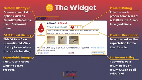DRIP: Returns For Sale Widget screenshot