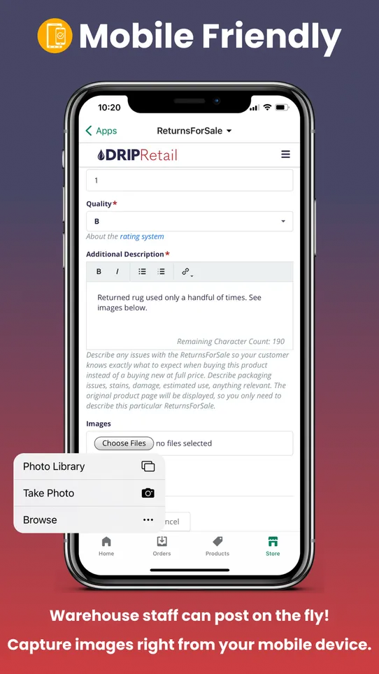 DRIP: Returns For Sale Widget screenshot