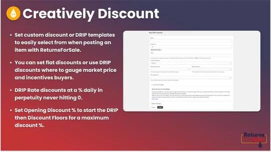 DRIP: Returns For Sale Widget screenshot