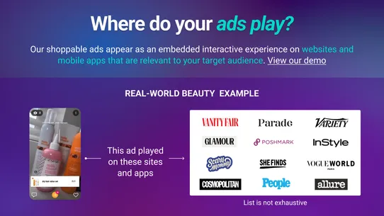 Reactive Live &amp; Shoppable Ads screenshot