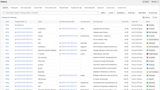 Parcel Panel Order Tracking screenshot