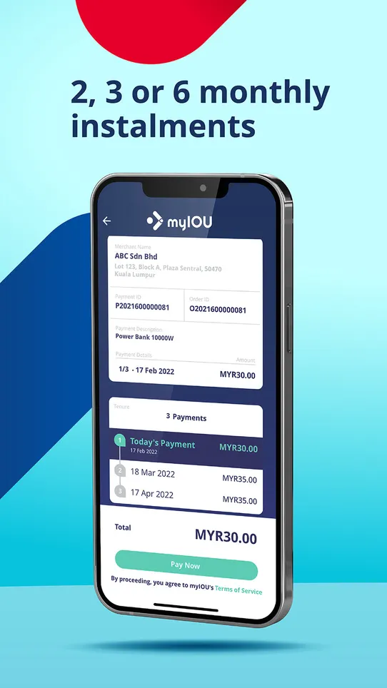 myIOU Payment Info screenshot