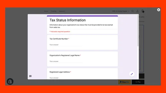 DIY Tax Exempt Checkout screenshot