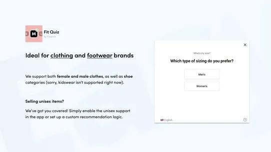 Fit Quiz: Size recommendation screenshot