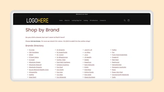 Brands Directory Section 2.0 screenshot