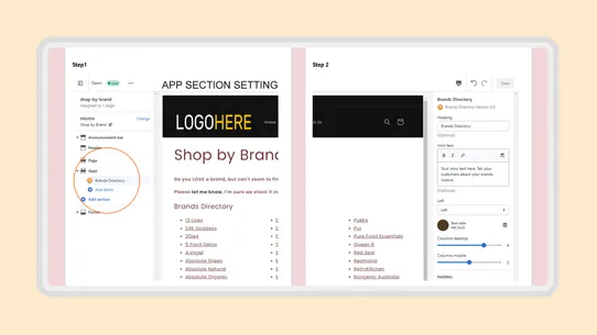 Brands Directory Section 2.0 screenshot