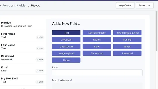 Bonify Customer Account Fields screenshot