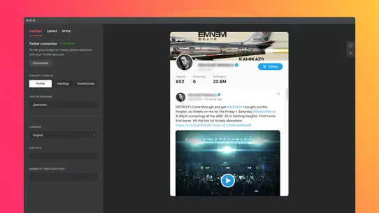 Elfsight Twitter Feed screenshot