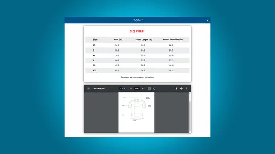 BeUniq ‑ Size Chart screenshot