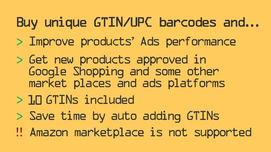 AR: Buy GTIN/UPC/EAN barcodes screenshot