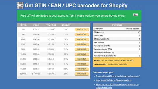 AR: Buy GTIN/UPC/EAN barcodes screenshot