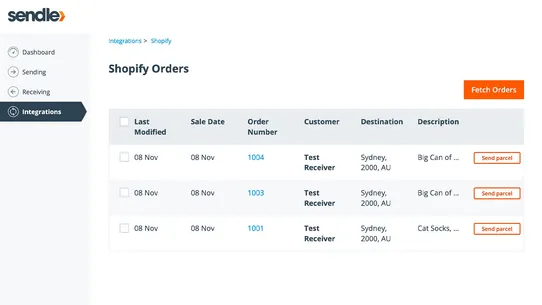 Sendle Dashboard Shipping screenshot