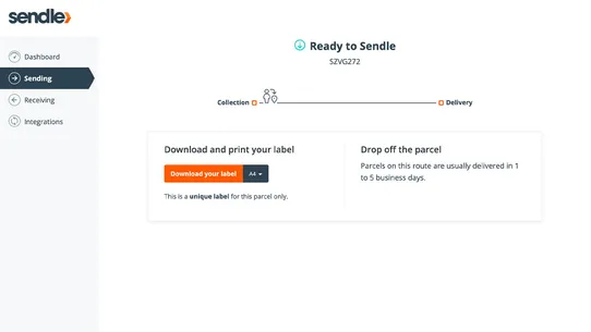 Sendle Dashboard Shipping screenshot