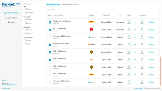 Packlink PRO Shipping Platform screenshot