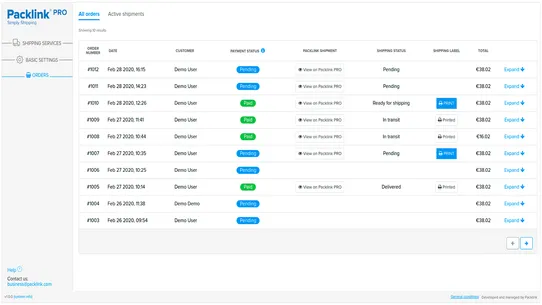 Packlink PRO Shipping Platform screenshot