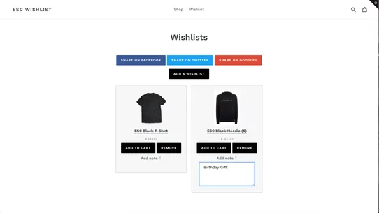 Wishlist + Save for Later screenshot