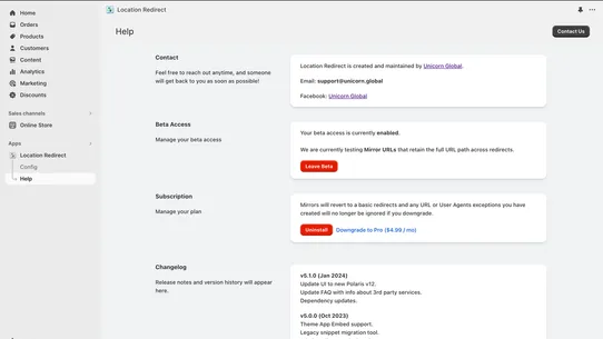 Unicorn Location Redirect screenshot
